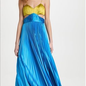 AMUR Elodie Cut-Out Pleated Satin Gown